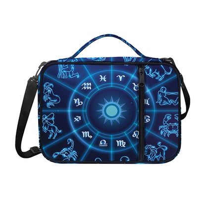 Blue Light Zodiac Circle Print Shoulder Strap Bible Bag