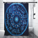 Blue Light Zodiac Circle Print Shower Curtain