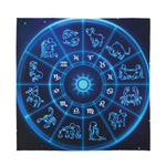 Blue Light Zodiac Circle Print Silk Bandana