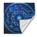 Blue Light Zodiac Circle Print Silk Bandana