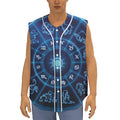 Blue Light Zodiac Circle Print Sleeveless Baseball Jersey