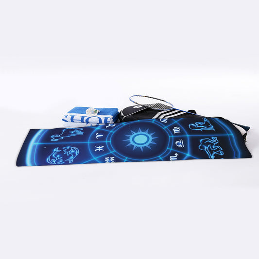 Blue Light Zodiac Circle Print Sports Towel