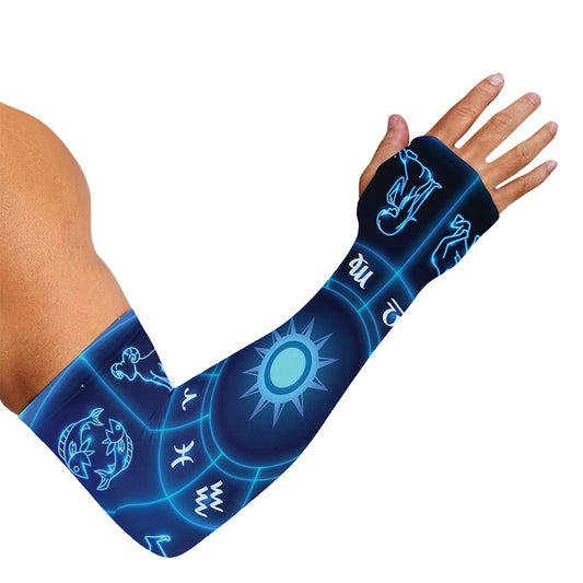 Blue Light Zodiac Circle Print Sun Protection Arm Sleeves