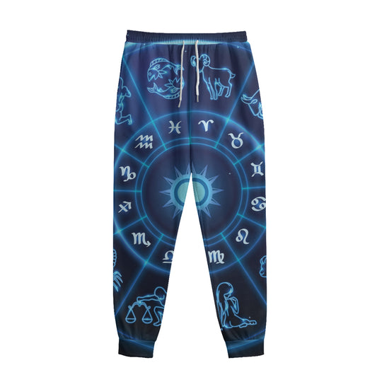 Blue Light Zodiac Circle Print Sweatpants