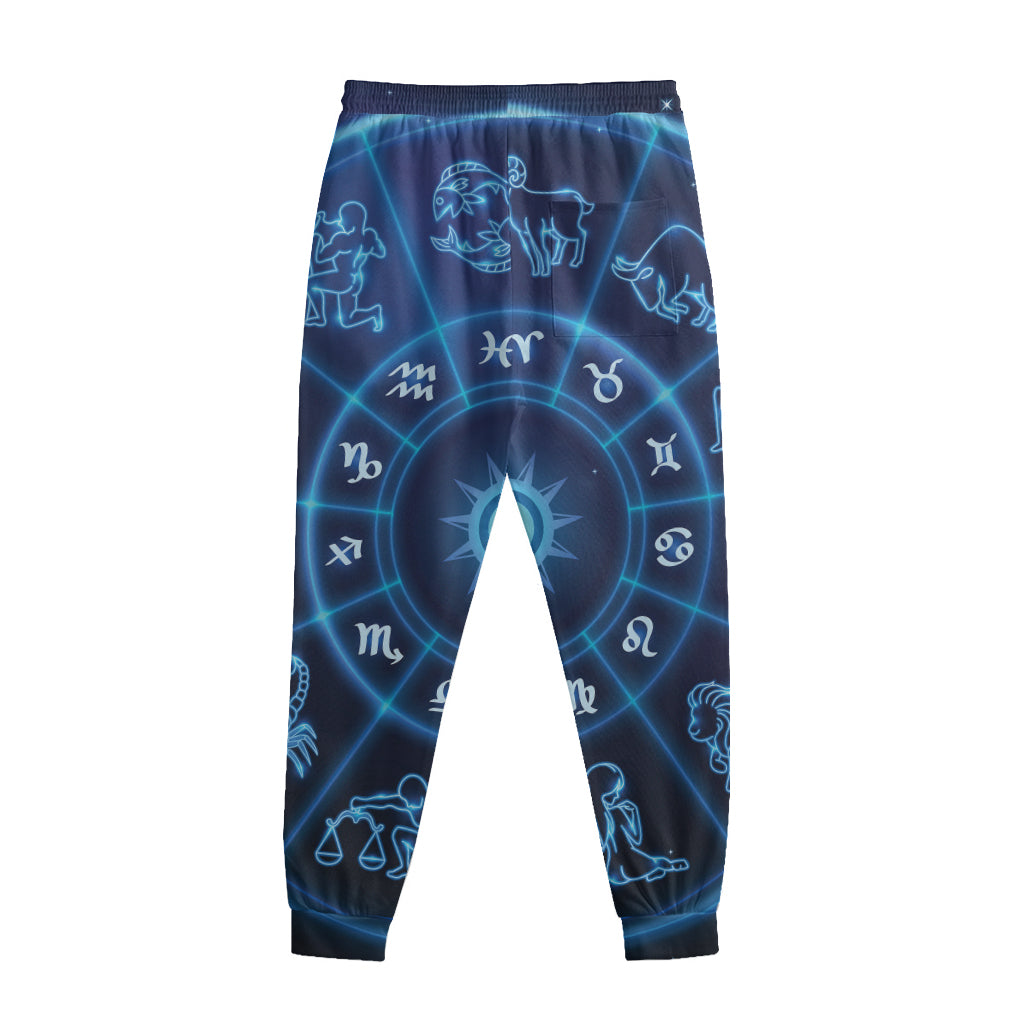 Blue Light Zodiac Circle Print Sweatpants