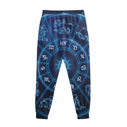 Blue Light Zodiac Circle Print Sweatpants