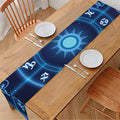 Blue Light Zodiac Circle Print Table Runner