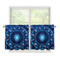 Blue Light Zodiac Circle Print Tier Curtains