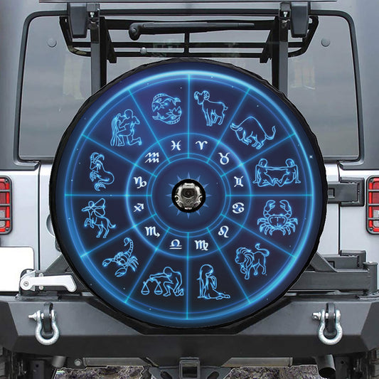 Blue Light Zodiac Circle Print Tire Cover With Camera Hole