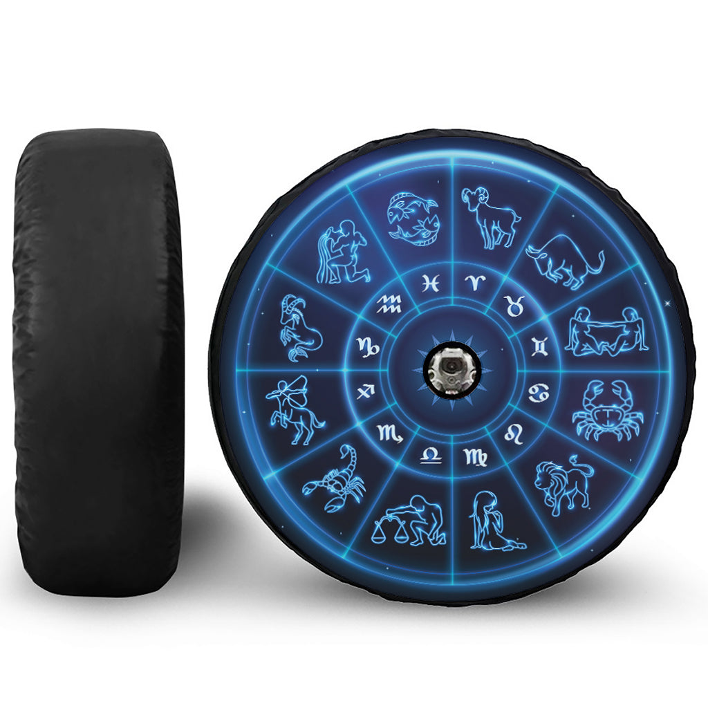 Blue Light Zodiac Circle Print Tire Cover With Camera Hole