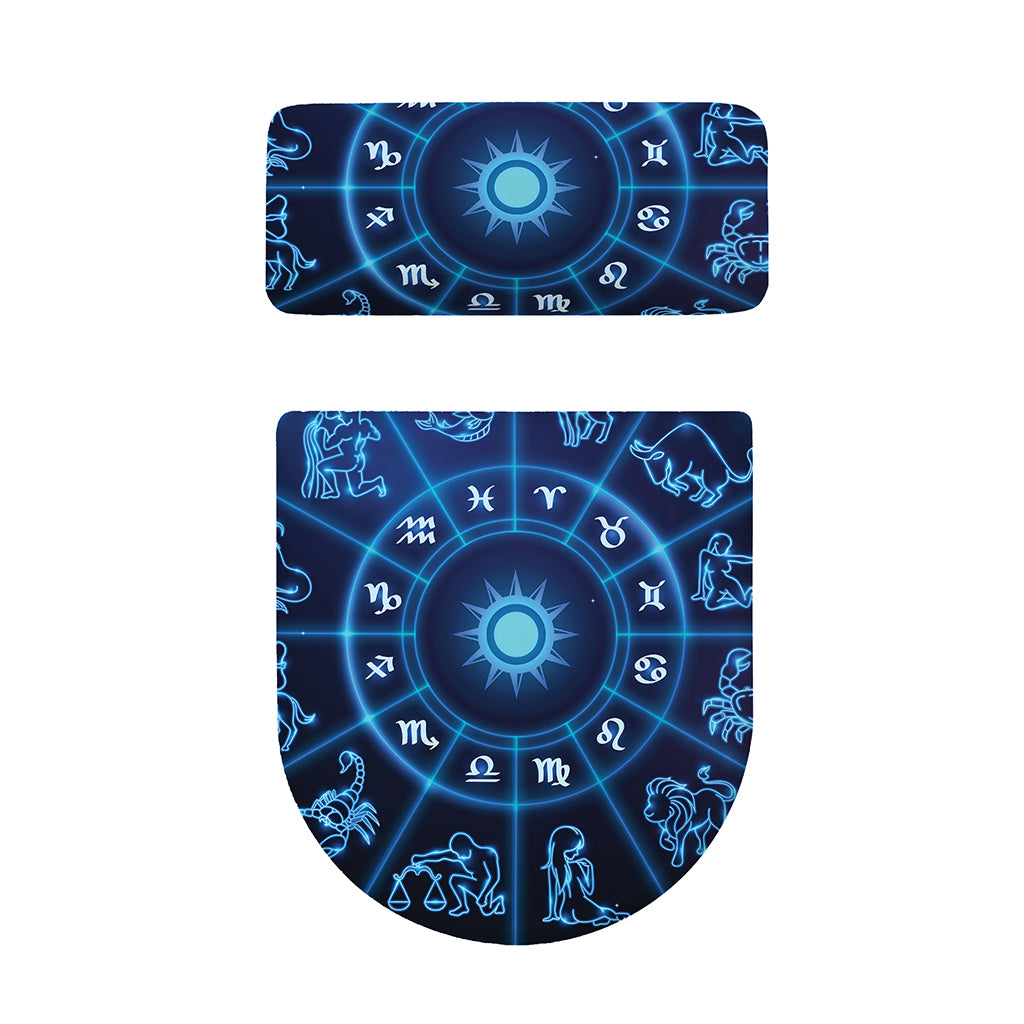 Blue Light Zodiac Circle Print Toilet Lid And Tank Cover Set