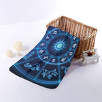 Blue Light Zodiac Circle Print Towel