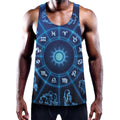 Blue Light Zodiac Circle Print Men's Workout Tank Top
