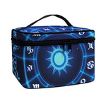 Blue Light Zodiac Circle Print Travel Makeup Bag