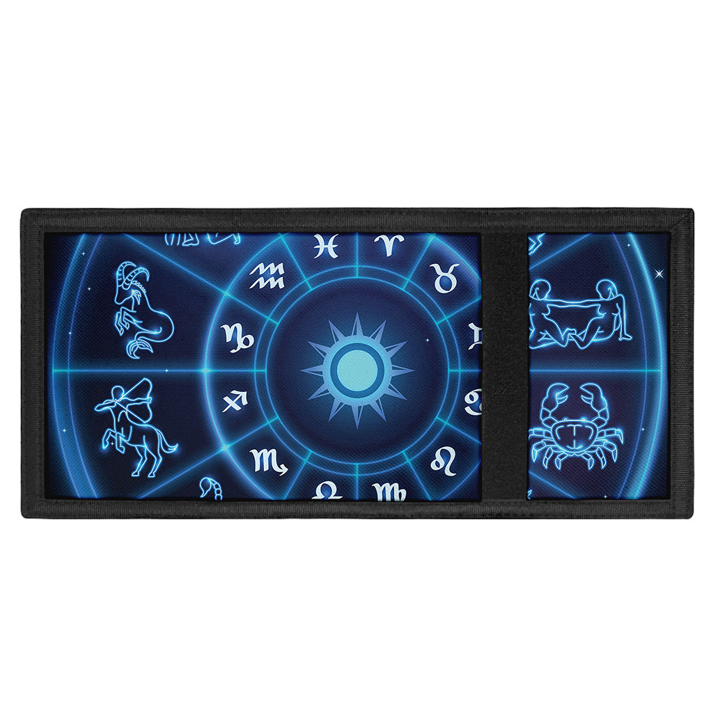 Blue Light Zodiac Circle Print Trifold Wallet