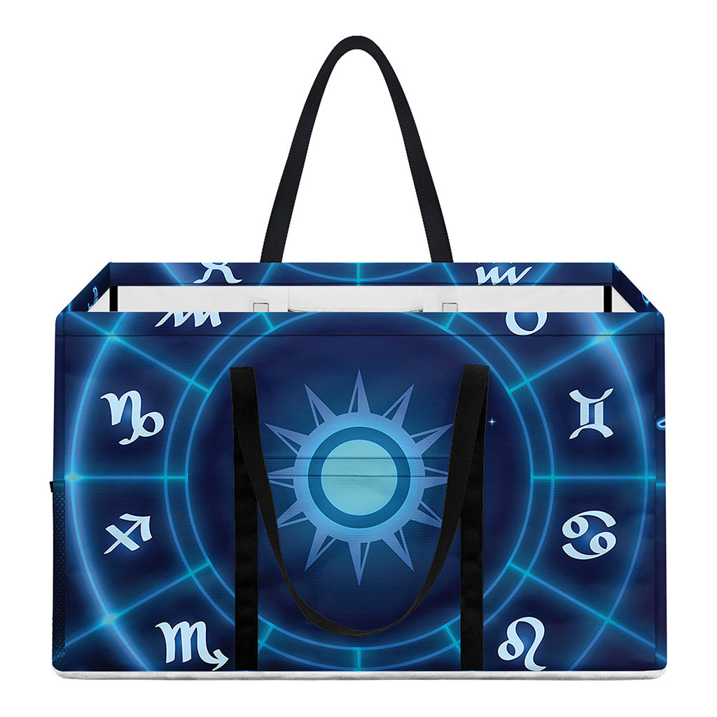 Blue Light Zodiac Circle Print Utility Tote Bag