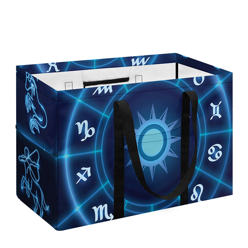 Blue Light Zodiac Circle Print Utility Tote Bag