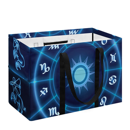 Blue Light Zodiac Circle Print Utility Tote Bag