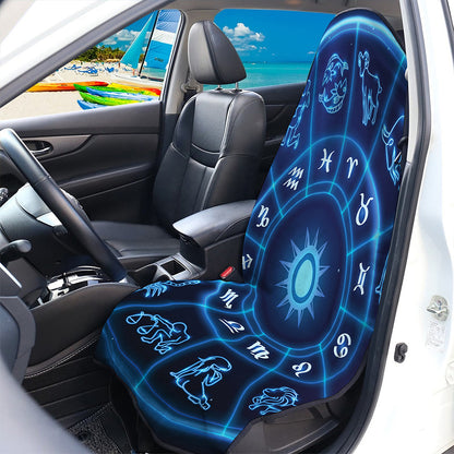 Blue Light Zodiac Circle Print Waterproof Car Seat Cover