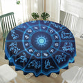 Blue Light Zodiac Circle Print Waterproof Round Tablecloth