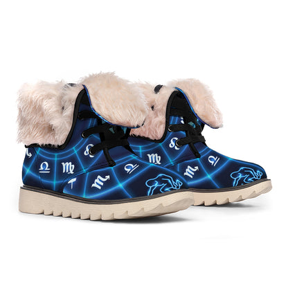 Blue Light Zodiac Circle Print Winter Boots