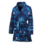 Blue Light Zodiac Circle Print Women's Bathrobe