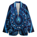 Blue Light Zodiac Circle Print Women's Cotton Blazer