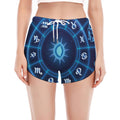 Blue Light Zodiac Circle Print Women's Split Running Shorts