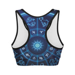 Blue Light Zodiac Circle Print Women's Sports Bra