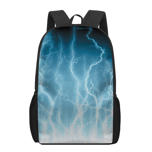 Blue Lightning Print 17 Inch Backpack