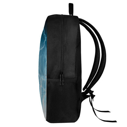 Blue Lightning Print 17 Inch Backpack