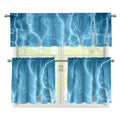Blue Lightning Print 3 Piece Kitchen Curtains