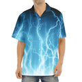 Blue Lightning Print Aloha Shirt