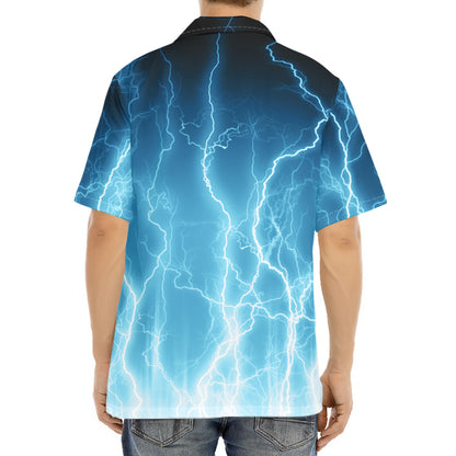 Blue Lightning Print Aloha Shirt