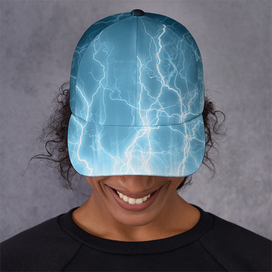 Blue Lightning Print Baseball Cap