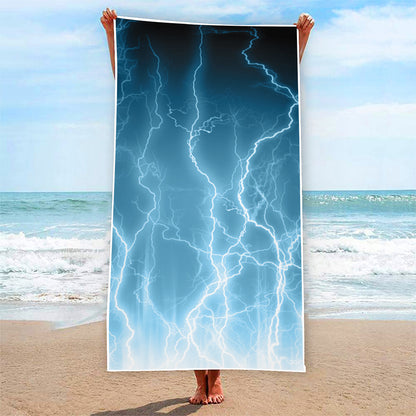 Blue Lightning Print Beach Towel