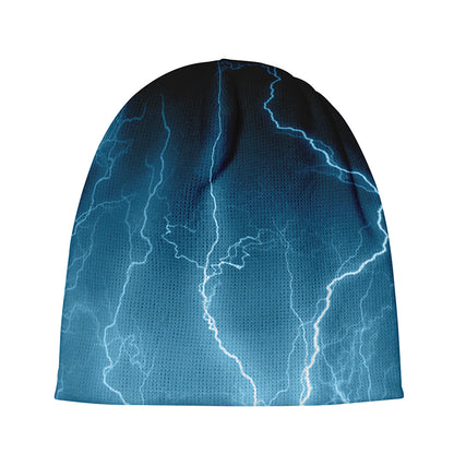 Blue Lightning Print Beanie
