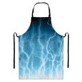 Blue Lightning Print Bib Apron With Pocket