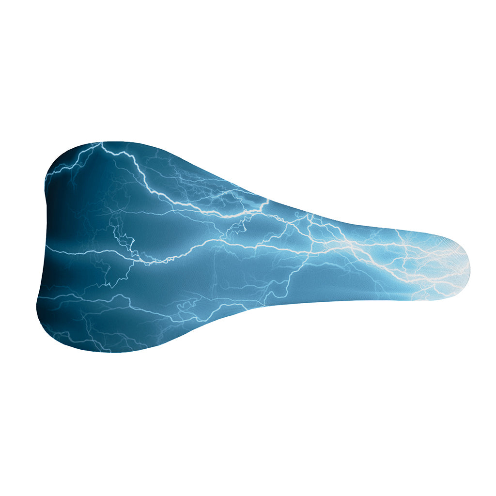 Blue Lightning Print Bicycle Seat Cover