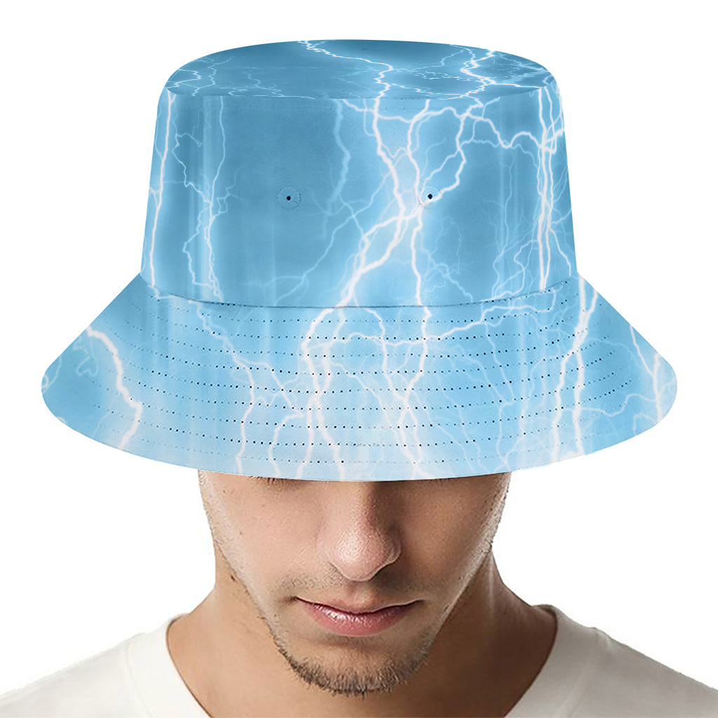 Blue Lightning Print Bucket Hat