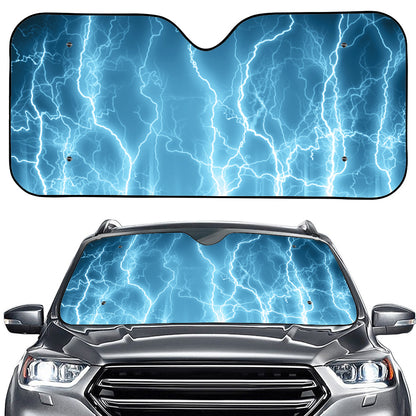 Blue Lightning Print Car Windshield Sun Shade