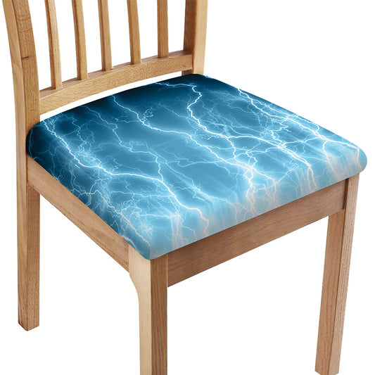 Blue Lightning Print Chair Cushion Cover