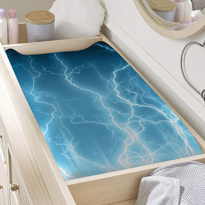 Blue Lightning Print Changing Pad Cover