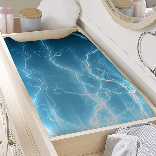 Blue Lightning Print Changing Pad Cover