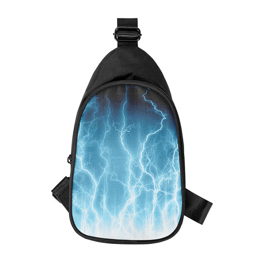 Blue Lightning Print Chest Bag