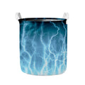 Blue Lightning Print Collapsible Laundry Basket