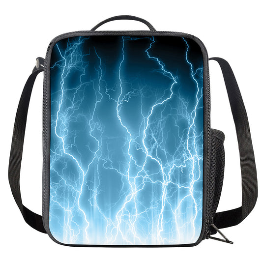 Blue Lightning Print Crossbody Lunch Bag