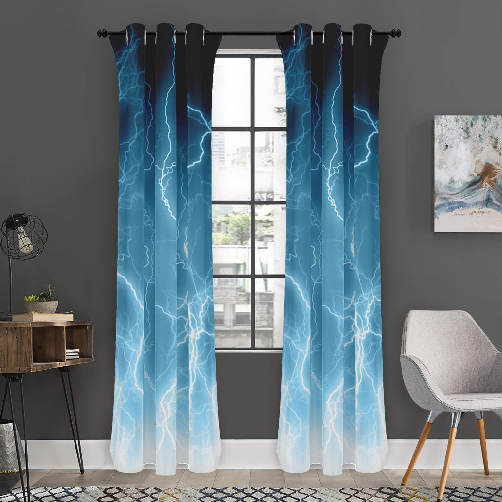 Blue Lightning Print Curtain