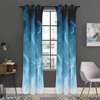 Blue Lightning Print Curtain