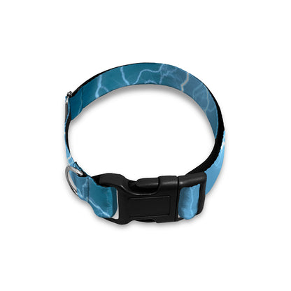 Blue Lightning Print Dog Collar